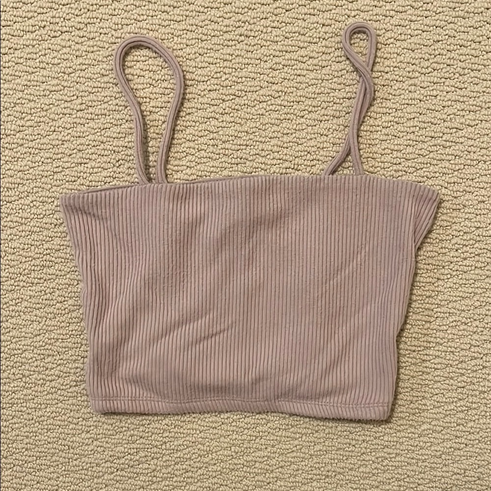 Urban | Baby Pink Ribbed Crop Top